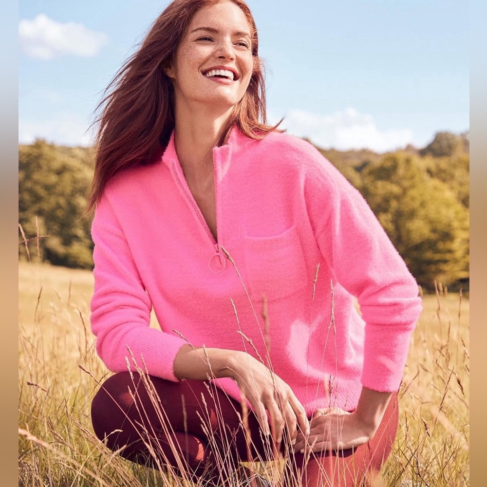 Lou & Grey Pink 1/4 Zip Supersoft  Sweater